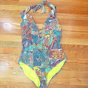Bleu Rod Beattie Women's Multicolor Boho Paradise Halter Tankini Top Siz…